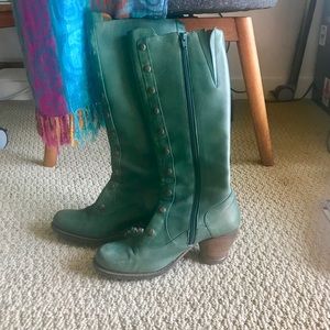 Green Leather Boots